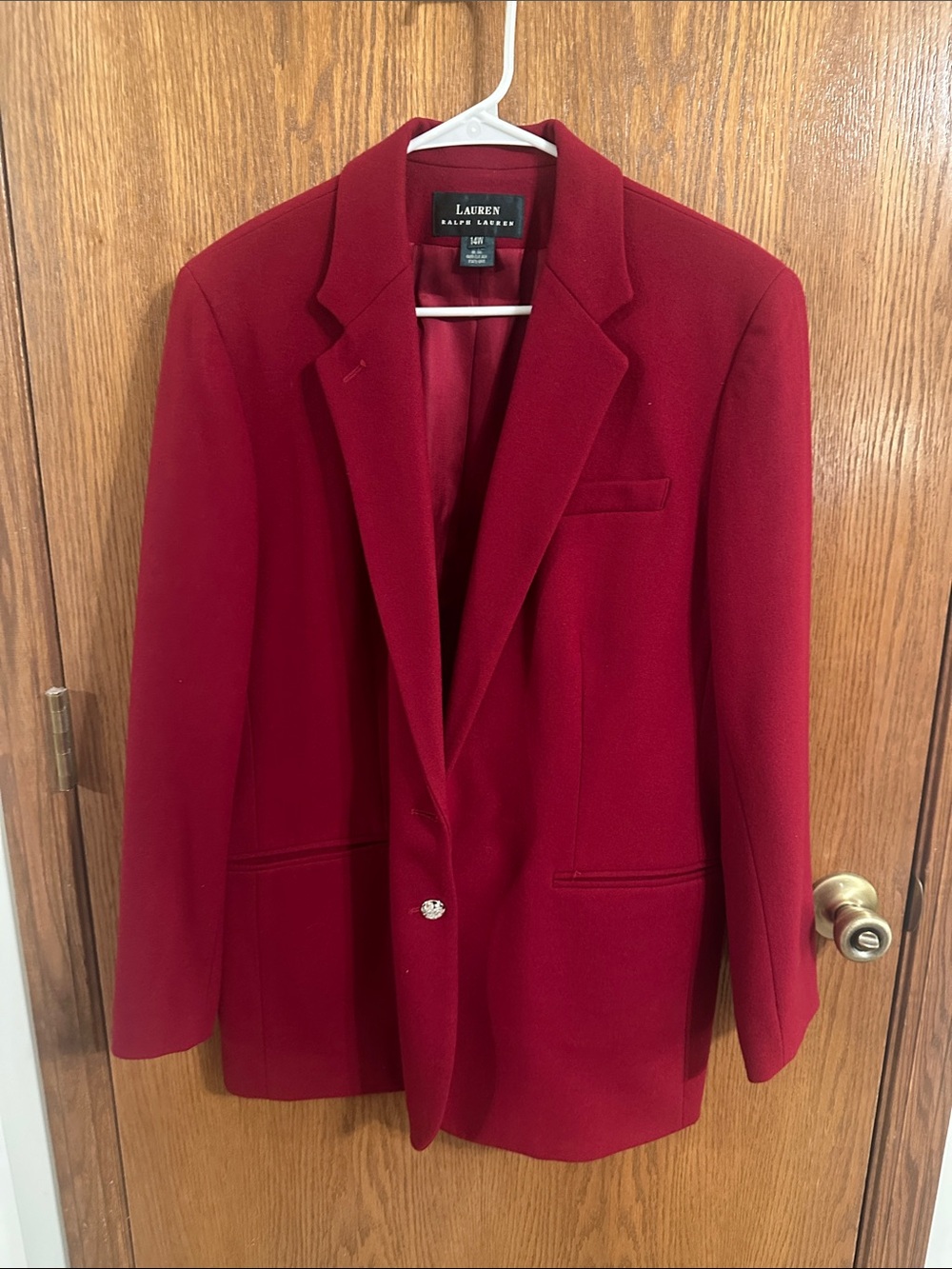 Lauren Ralph Lauren Red Wool Single-Button Blazer FLAW